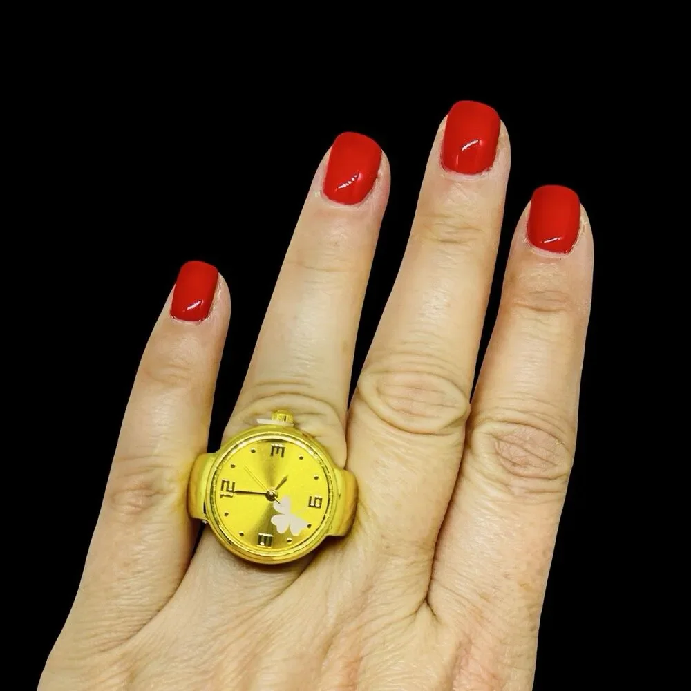BOZHI Ring Watch Gold Design With Crystals New